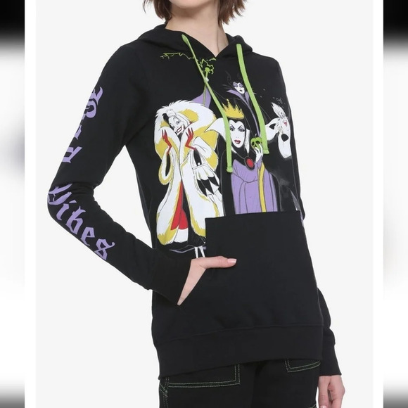 DISNEY M Villains Bad Vibes Hoodie Evil Queen Maleficent Ursula Cruela Sweater - Picture 3 of 10